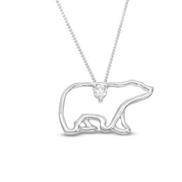 0.10 CT. Canadian Certified Diamond Solitaire Bear Pendant in Sterling Silver (I/I2) - 17&quot;