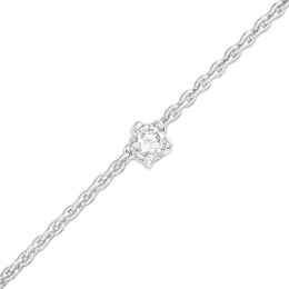 0.10 CT. Canadian Certified Diamond Solitaire Anklet in Sterling Silver (I/I2) - 10&quot;