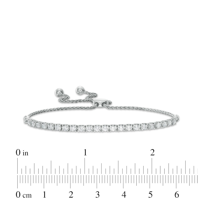 Previously Owned - 0.95 CT. T.W. Certified Lab-Grown Diamond Tennis Bolo Bracelet in 14K White Gold (F/SI2) - 9.0"