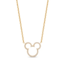Disney Treasures Mickey Mouse 0.145 CT. T.W. Diamond Ears Silhouette Necklace in 10K Gold