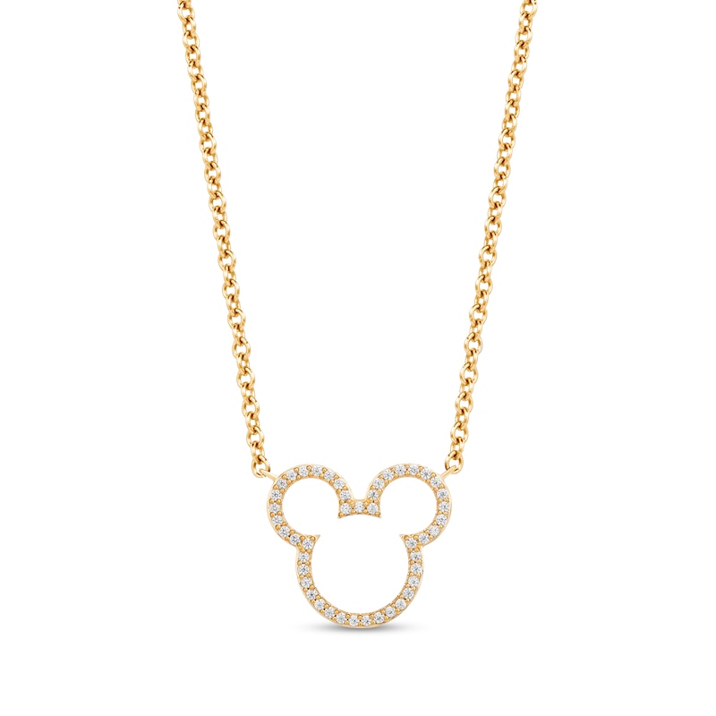 Main Image 1 of Disney Treasures Mickey Mouse 0.145 CT. T.W. Diamond Ears Silhouette Necklace in 10K Gold