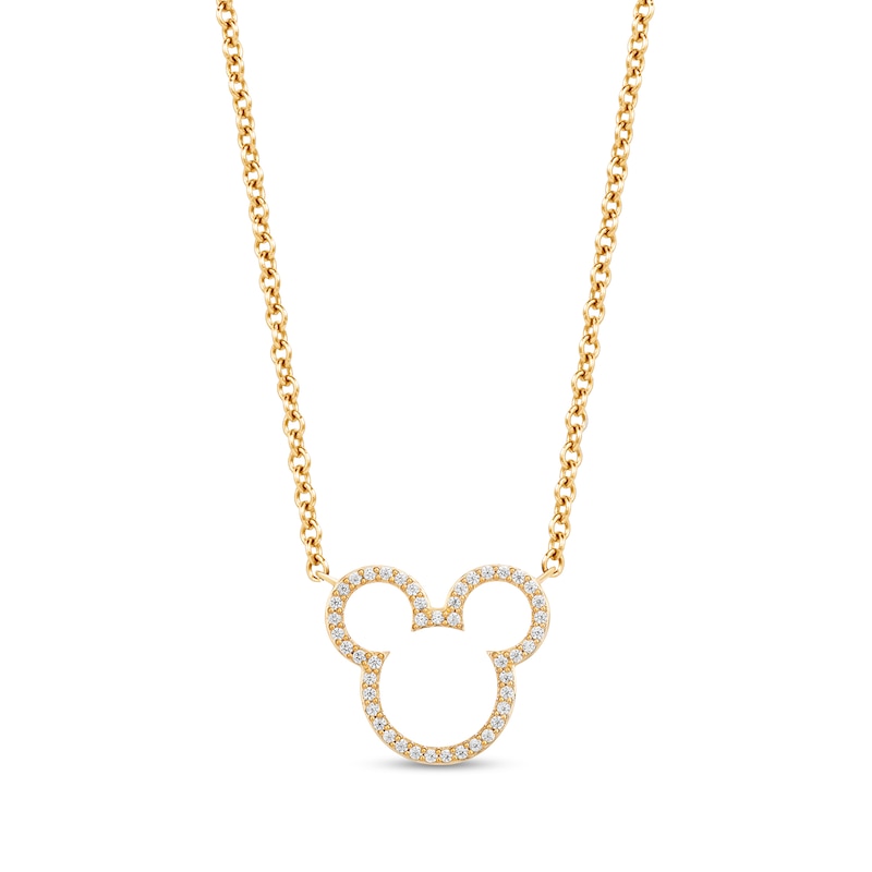 Disney Treasures Mickey Mouse 0.145 CT. T.W. Diamond Ears Silhouette Necklace in 10K Gold