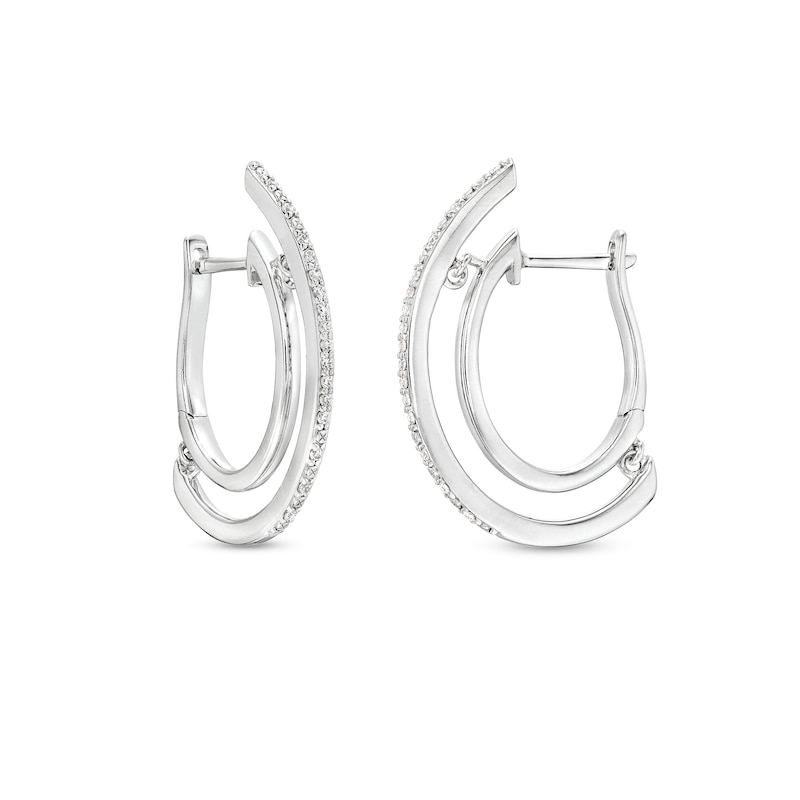 Unstoppable Love™ 0.10 CT. T.W. Diamond Line Illusion Hoop Earrings in Sterling Silver|Peoples Jewellers