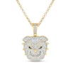 Men's 0.46 CT. T.W. Diamond Bulldog Pendant in Sterling Silver with 14K Gold Plate