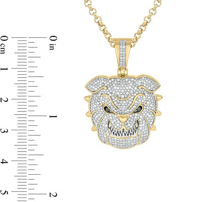 Men's 0.46 CT. T.W. Diamond Bulldog Pendant in Sterling Silver with 14K Gold Plate
