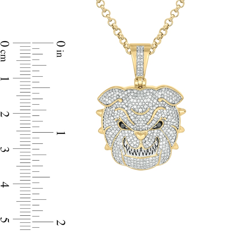 Men's 0.46 CT. T.W. Diamond Bulldog Pendant in Sterling Silver with 14K Gold Plate