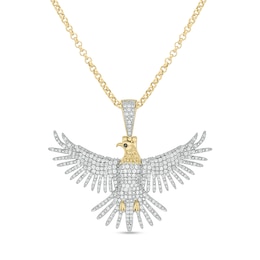 Men's 0.97 CT. T.W. Diamond Eagle Pendant in Sterling Silver with 14K Gold Plate