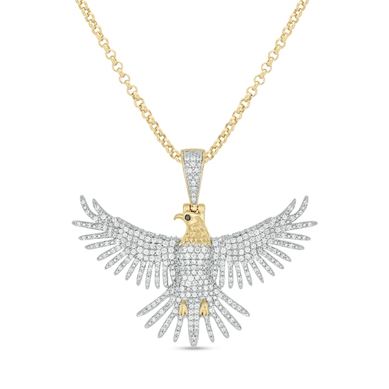 Men's 0.97 CT. T.W. Diamond Eagle Pendant in Sterling Silver with 14K Gold Plate