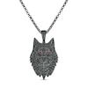 Thumbnail Image 1 of Men's 0.95 CT. T.W. Black Diamond and Lab-Created Ruby Wolf's Head Pendant in Sterling Silver with Black Rhodium