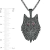 Thumbnail Image 2 of Men's 0.95 CT. T.W. Black Diamond and Lab-Created Ruby Wolf's Head Pendant in Sterling Silver with Black Rhodium