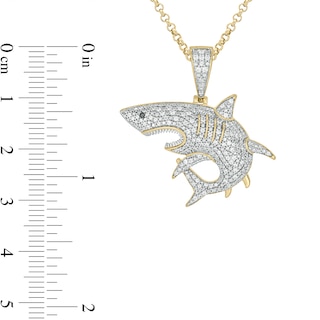 Men's 0.45 CT. T.W. Diamond Shark Pendant in Sterling Silver with 14K Gold Plate