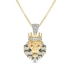 Thumbnail Image 1 of Men's 0.96 CT. T.W. Diamond and Lab-Created Ruby Lion's Head with Crown Pendant in Sterling Silver with 14K Gold Plate
