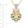 Thumbnail Image 2 of Men's 0.96 CT. T.W. Diamond and Lab-Created Ruby Lion's Head with Crown Pendant in Sterling Silver with 14K Gold Plate