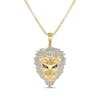Thumbnail Image 1 of Men's 0.95 CT. T.W. Black and White Diamond Lion's Head Pendant in Sterling Silver with 14K Gold Plate