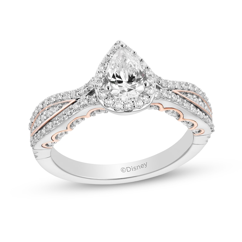 Main Image 1 of Collector's Edition Enchanted Disney The Little Mermaid 0.95 CT. T.W. Pear Diamond Engagement Ring in 14K Two-Tone Gold