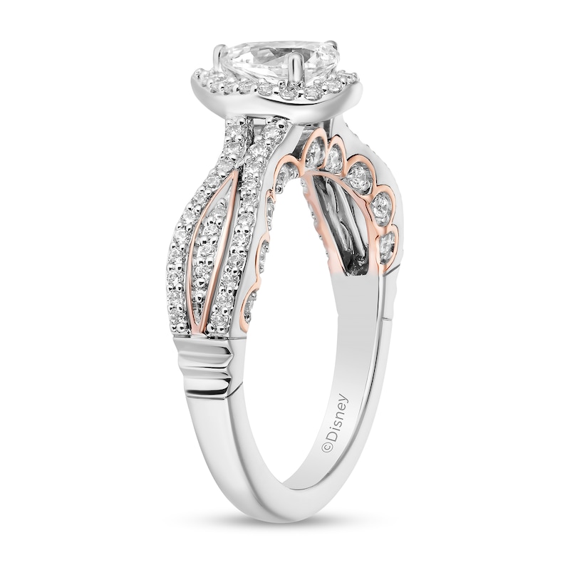 Main Image 2 of Collector's Edition Enchanted Disney The Little Mermaid 0.95 CT. T.W. Pear Diamond Engagement Ring in 14K Two-Tone Gold