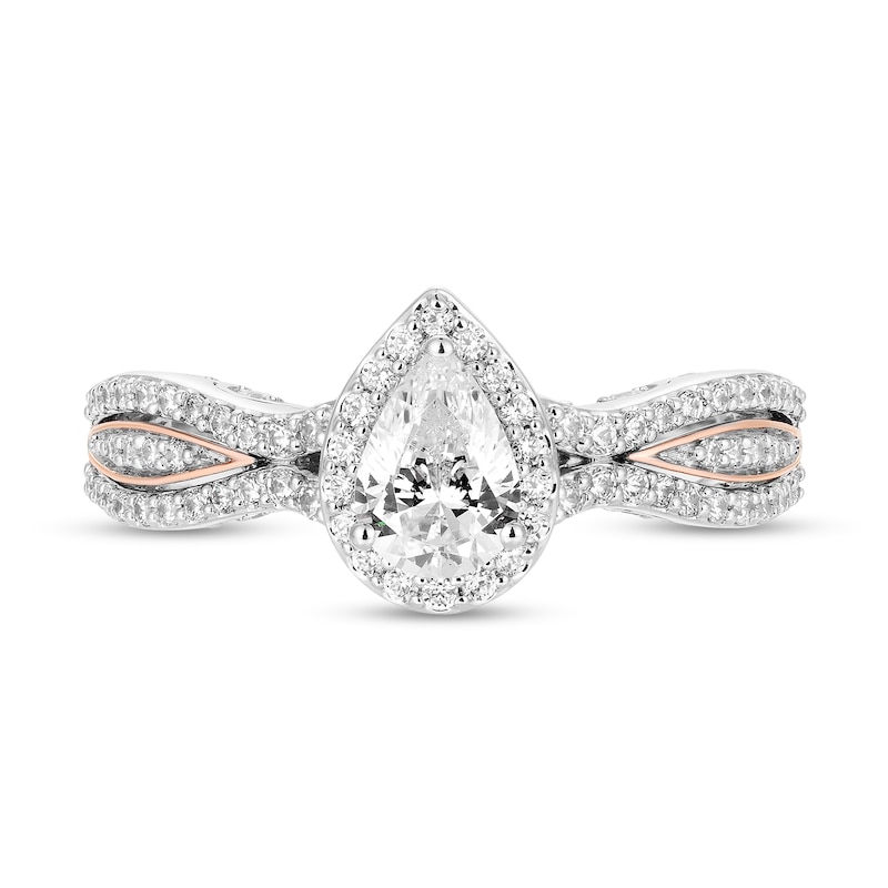 Main Image 4 of Collector's Edition Enchanted Disney The Little Mermaid 0.95 CT. T.W. Pear Diamond Engagement Ring in 14K Two-Tone Gold