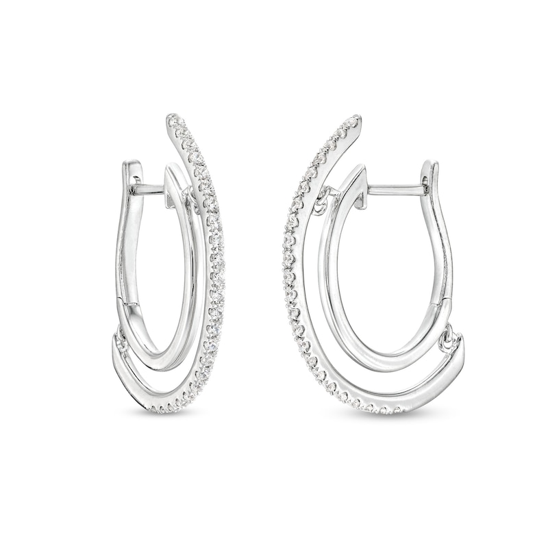 Unstoppable Love™ 0.50 CT. T.W. Diamond Line Illusion Hoop Earrings in 10K White Gold|Peoples Jewellers