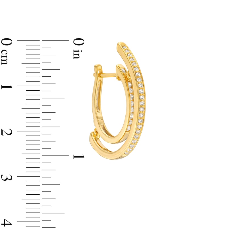 Main Image 3 of Unstoppable Love™ 0.50 CT. T.W. Diamond Line Illusion Hoop Earrings in 10K Gold