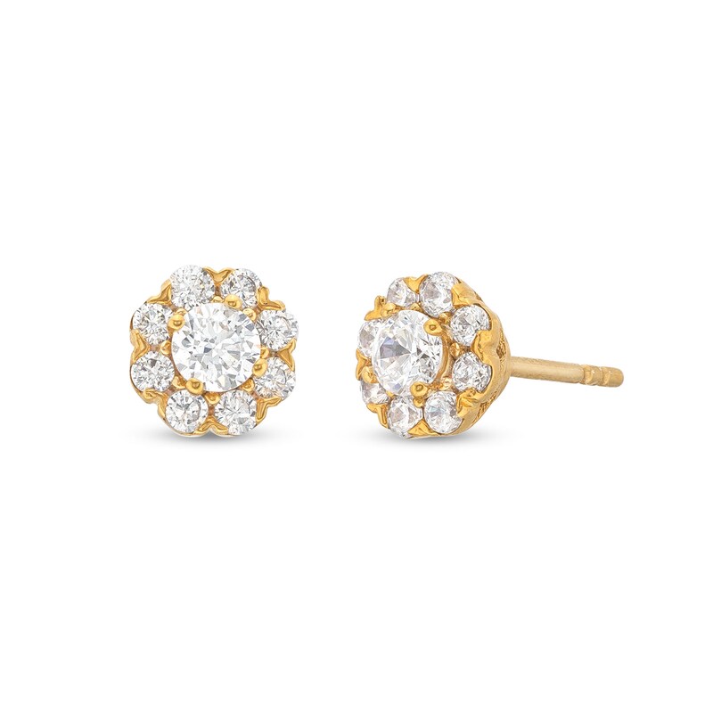 Main Image 1 of 1.00 CT. T.W. Multi-Diamond Flower Stud Earrings in 10K Gold