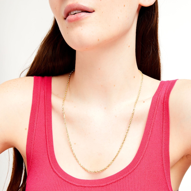 Main Image 2 of 3.0mm Glitter Rope Chain Necklace in Solid 10K Gold - 24"
