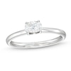 Thumbnail Image 0 of 0.48 CT. Oval Diamond Sideways Solitaire Ring in 14K White Gold (I/I2)