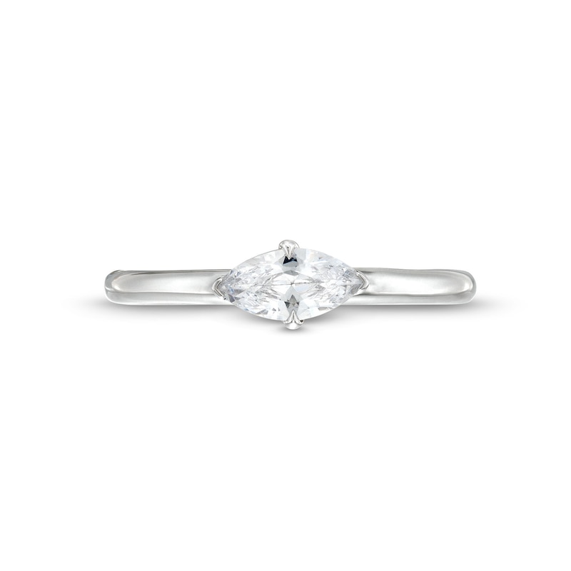 0.48 CT. Marquise Diamond Sideways Solitaire Ring in 14K White Gold (I/I2)