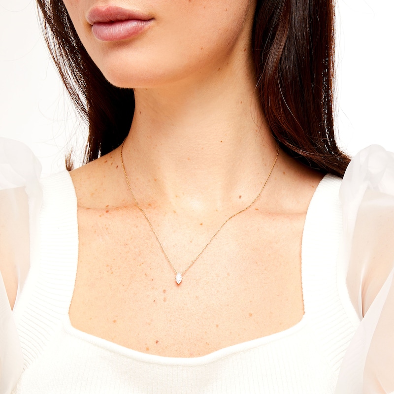 0.48 CT. Marquise Diamond Solitaire Pendant in 14K Gold (I/I2)