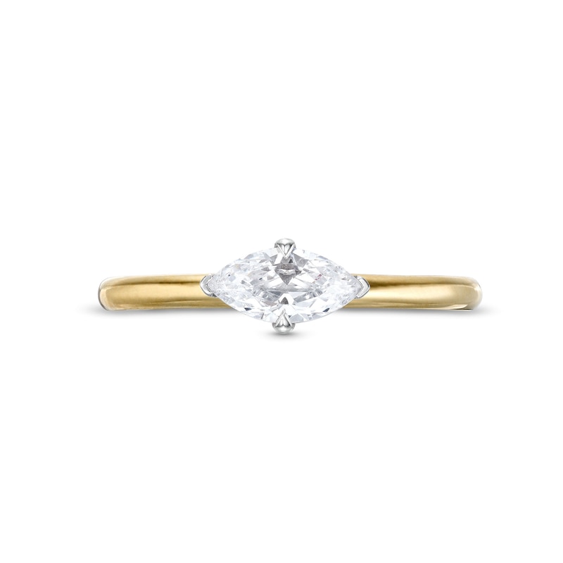 0.48 CT. Marquise Diamond Sideways Solitaire Ring in 14K Two-Tone Gold (I/I2)