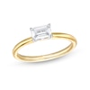 Thumbnail Image 0 of 0.48 CT. Emerald-Cut Diamond Sideways Solitaire Ring in 14K Two-Tone Gold (I/I2)