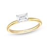 Thumbnail Image 1 of 0.48 CT. Emerald-Cut Diamond Sideways Solitaire Ring in 14K Two-Tone Gold (I/I2)