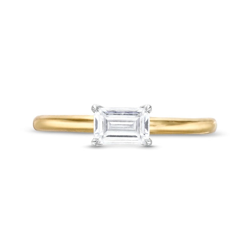 0.48 CT. Emerald-Cut Diamond Sideways Solitaire Ring in 14K Two-Tone Gold (I/I2)