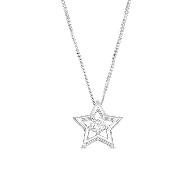 0.10 CT. Canadian Certified Diamond Solitaire Star Pendant in Sterling Silver (I/I2) - 17"|Peoples Jewellers