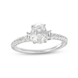 1.25 CT. T.W. Oval Certified Lab-Created Diamond Collar Engagement Ring in 14K White Gold (F/SI2)