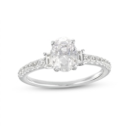 1.25 CT. T.W. Oval Certified Lab-Grown Diamond Collar Engagement Ring in 14K White Gold (F/SI2)