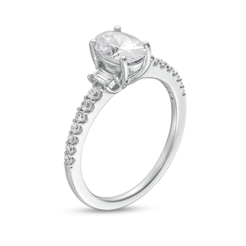 1.25 CT. T.W. Oval Certified Lab-Created Diamond Collar Engagement Ring in 14K White Gold (F/SI2)|Peoples Jewellers