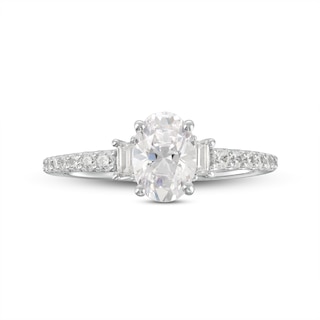 1.25 CT. T.W. Oval Certified Lab-Created Diamond Collar Engagement Ring in 14K White Gold (F/SI2)