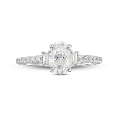 1.25 CT. T.W. Oval Certified Lab-Created Diamond Collar Engagement Ring in 14K White Gold (F/SI2)