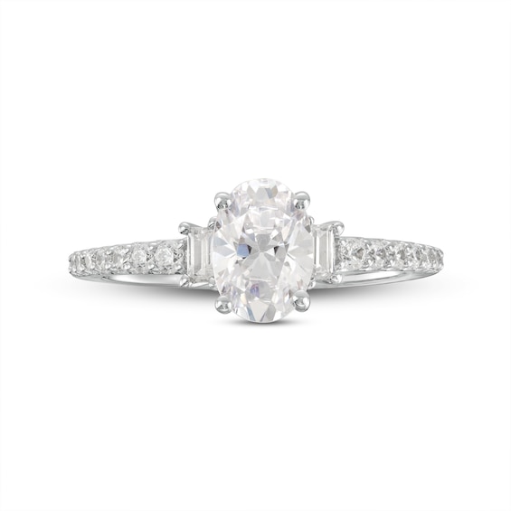 1.25 CT. T.W. Oval Certified Lab-Created Diamond Collar Engagement Ring in 14K White Gold (F/SI2)