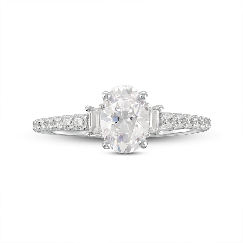 Main Image 4 of 1.25 CT. T.W. Oval Certified Lab-Grown Diamond Collar Engagement Ring in 14K White Gold (F/SI2)