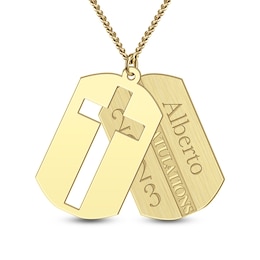 Men's Cross Cutout Engravable Dog Tags (1 Date and 2 Lines) - 22"