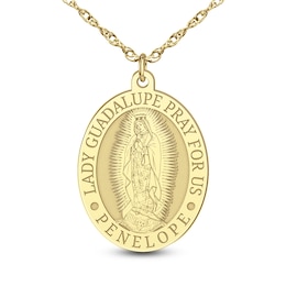 Engravable Oval "Our Lady of Guadalupe Pray for Us" Pendant (1 Line and Language)