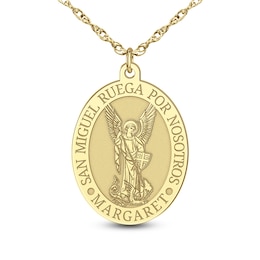 Engravable Oval "Saint Michael Pray for Us" Pendant (1 Line and Language)