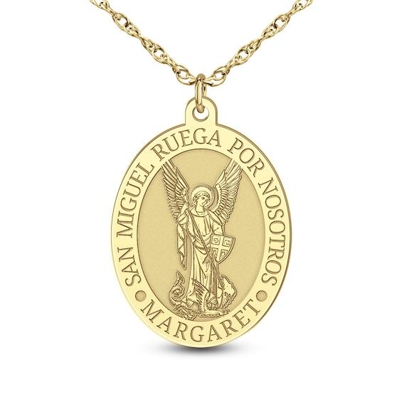Engravable Oval "Saint Michael Pray for Us" Pendant (1 Line and