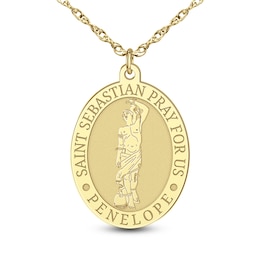Engravable Oval "Saint Sebastian Pray for Us" Pendant (1 Line and Language)