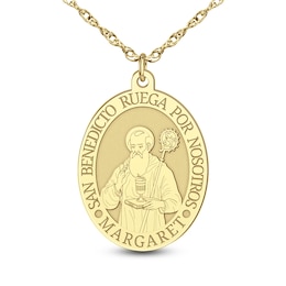 Engravable Oval "Saint Benedict Pray for Us" Pendant (1 Line and Language)