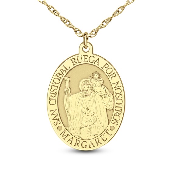 Engravable Oval "Saint Christopher Pray for Us" Pendant (1 Line and