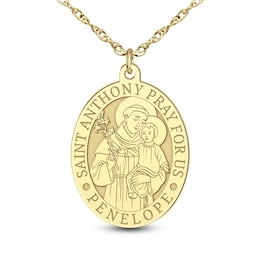 Engravable Oval "Saint Anthony Pray for Us" Pendant (1 Line and Language)