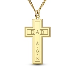 Men's Engravable Initials Cross Pendant (2 Lines)