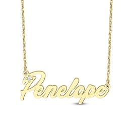 Diamond Accent Italic Cursive Name Necklace (1 Line)